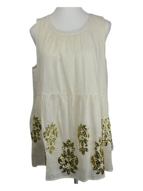 Maeve Anthropologie NWT Babydoll Sequin Blouse Medium Sleeveless Party Top Flowy